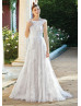 Boat Neck Ivory Lace Sparkle Tulle Wedding Dress Boat Neck Ivory Lace Sparkle Tulle Wedding Dress